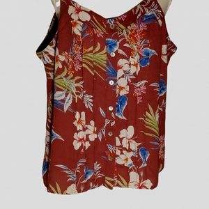 Perception Co tank blouse. Brick red with a floral front size XL